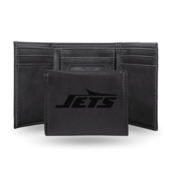 New York Jets Black Laser Engraved Faux Leather Trifold