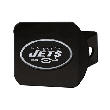 New York Jets Black Metal Hitch Cover with Metal Chrome 3D Emblem