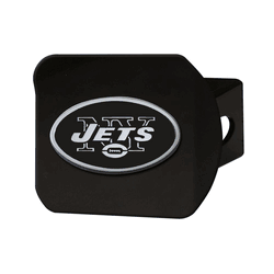 New York Jets Black Metal Hitch Cover with Metal Chrome 3D Emblem