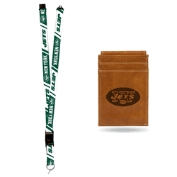 New York Jets Brown Front Pocket Wallet Set