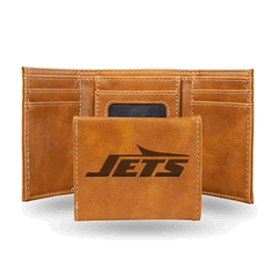 New York Jets Brown Laser Engraved Faux Leather Trifold