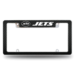 New York Jets Carbon Fiber Design with Primary Logo 12" x 6" Chrome All Over Automotive License Plate Frame