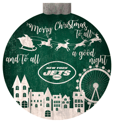 New York Jets Christmas Village 12in Wall Art
