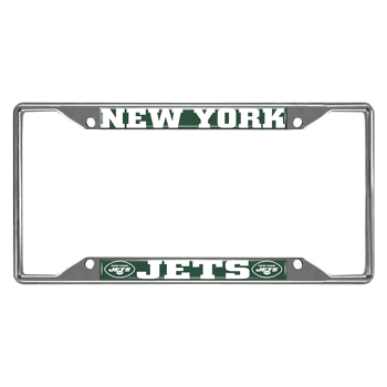 New York Jets Chrome Metal License Plate Frame, 6.25in x 12.25in