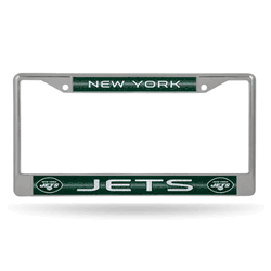 New York Jets Classic 12" x 6" Silver Bling Chrome Car/Truck/SUV Auto Accessory