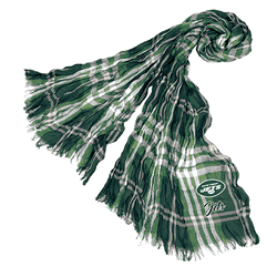New York Jets Crinkle Scarf Plaid Green/Whit