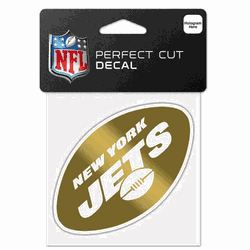 New York Jets Decal 4x4 Perfect Cut Metallic Gold
