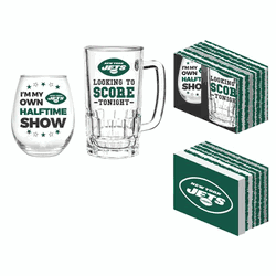 New York Jets Drink Set Boxed 17oz Stemless Wine and 16oz Tankard