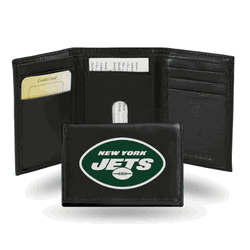 New York Jets  Embroidered Genuine Leather Tri-fold Wallet 3.25" x 4.25" - Slim