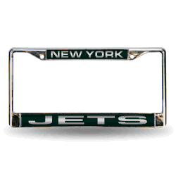 New York Jets Green 12" x 6" Laser Cut Chrome Frame