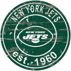 New York Jets Round Distressed Sign