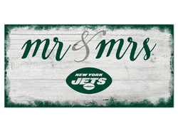 New York Jets Script Mr & Mrs 6x12 Sign