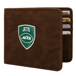 New York Jets Shield Wallet - Brown