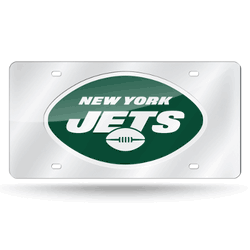 New York Jets Silver 12" x 6" Silver Laser Cut Tag For Car/Truck/SUV