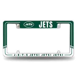 New York Jets Two-Tone 12" x 6" Chrome All Over Automotive License Plate Frame