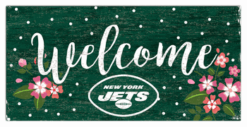 New York Jets Welcome Floral 6x12 Sign