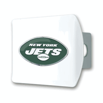 New York Jets White Metal Hitch Cover with  3D Color Emblem