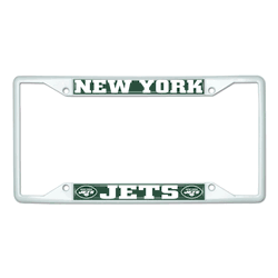 New York Jets White Metal License Plate Frame - 6.25"x12.25"