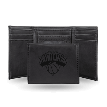 New York Knicks Black Laser Engraved Faux Leather Trifold