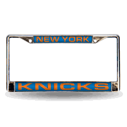 New York Knicks Blue 12" x 6" Laser Cut Chrome Frame