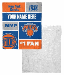 New York Knicks Colorblock Personalized Silk Touch Sherpa Throw Blanket 50x60 Inches