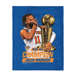 New York Knicks Jalen Brunson 2026 NBA Finals Champ Celly Silk Touch Throw Blanket 46x60 inches