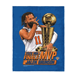 New York Knicks Jalen Brunson 2026 NBA Finals MVP Celly Silk Touch Throw Blanket 46x60 inches