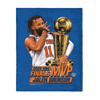 New York Knicks Jalen Brunson 2026 NBA Finals MVP Celly Silk Touch Throw Blanket 46x60 inches