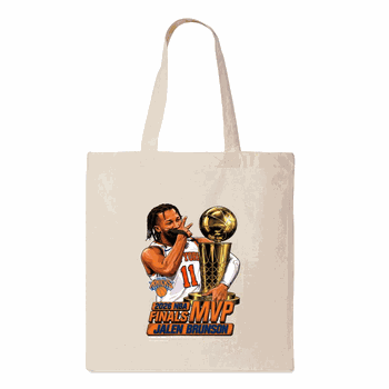 New York Knicks Jalen Brunson 2026 NBA Finals MVP Celly Tote Bag 14x15 inches