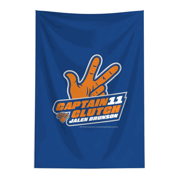 New York Knicks Jalen Brunson Captain Clutch Wall Hanging Tapestry 24x36 inches