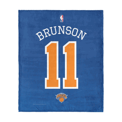 New York Knicks Jalen Brunson Name and Number Silk Touch Throw Blanket 50x60 inches