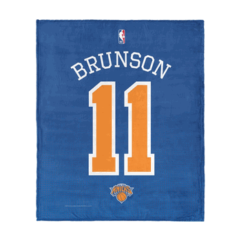New York Knicks Jalen Brunson Name and Number Silk Touch Throw Blanket 50x60 inches