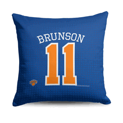 New York Knicks Jalen Brunson Name and Number Throw Pillow 18x18 inches