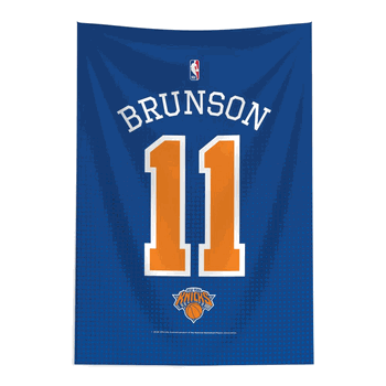 New York Knicks Jalen Brunson Name and Number Wall Hanging Tapestry 24x36 inches