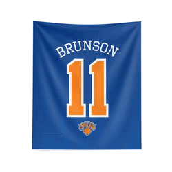 New York Knicks Jalen Brunson Name and Number Wall Hanging Tapestry 34x40 inches