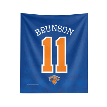 New York Knicks Jalen Brunson Name and Number Wall Hanging Tapestry 34x40 inches