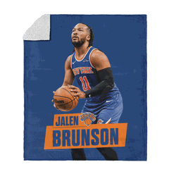 New York Knicks NBA Jalen Brunson Silk Touch Sherpa Throw Blanket 50 x 60 inches