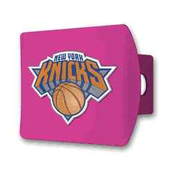 New York Knicks Pink Metal Hitch Cover with  3D Color Emblem