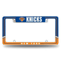 New York Knicks Two-Tone 12" x 6" Chrome All Over Automotive License Plate Frame