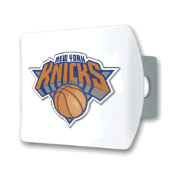 New York Knicks White Metal Hitch Cover with  3D Color Emblem