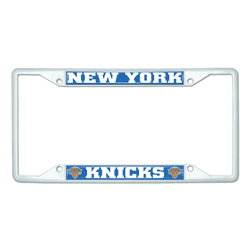New York Knicks White Metal License Plate Frame - 6.25"x12.25"