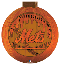 New York Mets 12 in. Halloween Pumpkin Sign