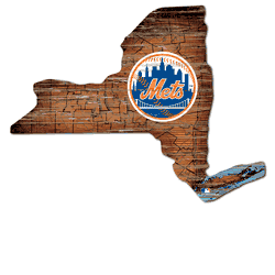 New York Mets 24in. Distressed State w/Logo Sign