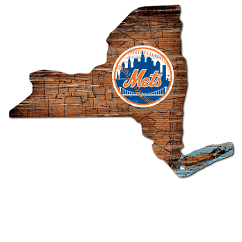 New York Mets 24in. Distressed State w/Logo Sign