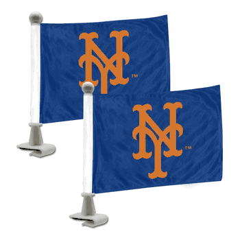 New York Mets Ambassador Car Flags - 2 Pack Mini Auto Flags, 4in X 6in