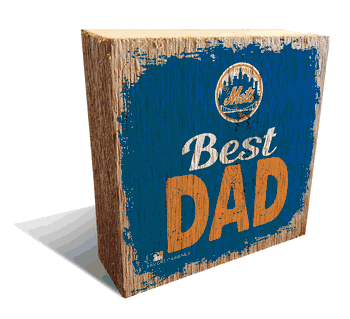 New York Mets Best Dad 6x6 Wood Block