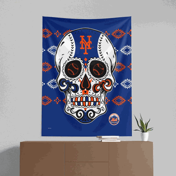 New York Mets Candy Skull 50X60 Wall Hanging