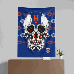 New York Mets Candy Skull 50X60 Wall Hanging