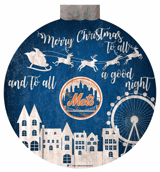 New York Mets Christmas Village 12in Wall Art