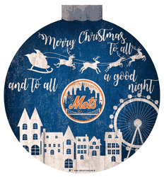New York Mets Christmas Village 12in Wall Art